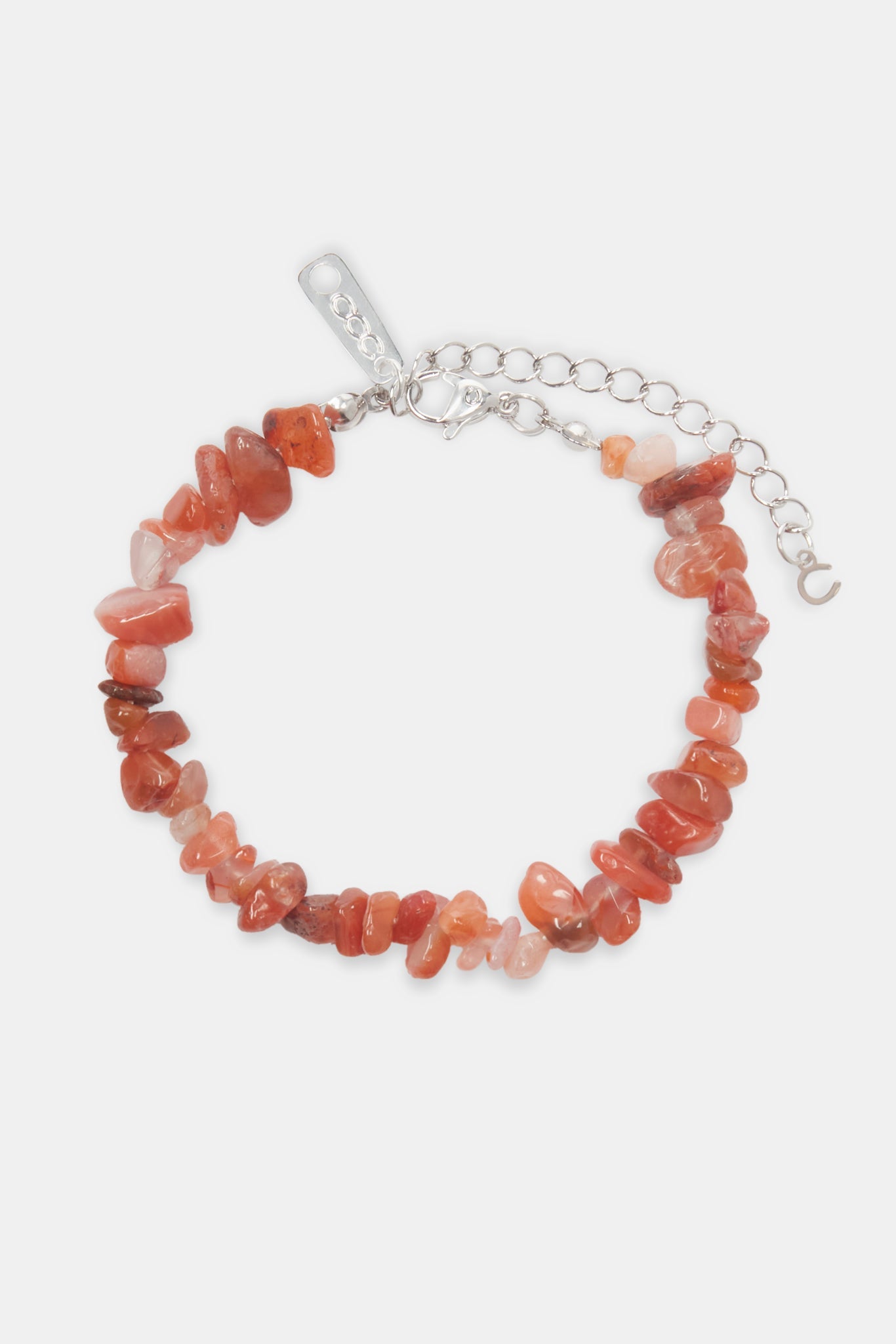 Red Agate Bead Bracelet - White 8mm